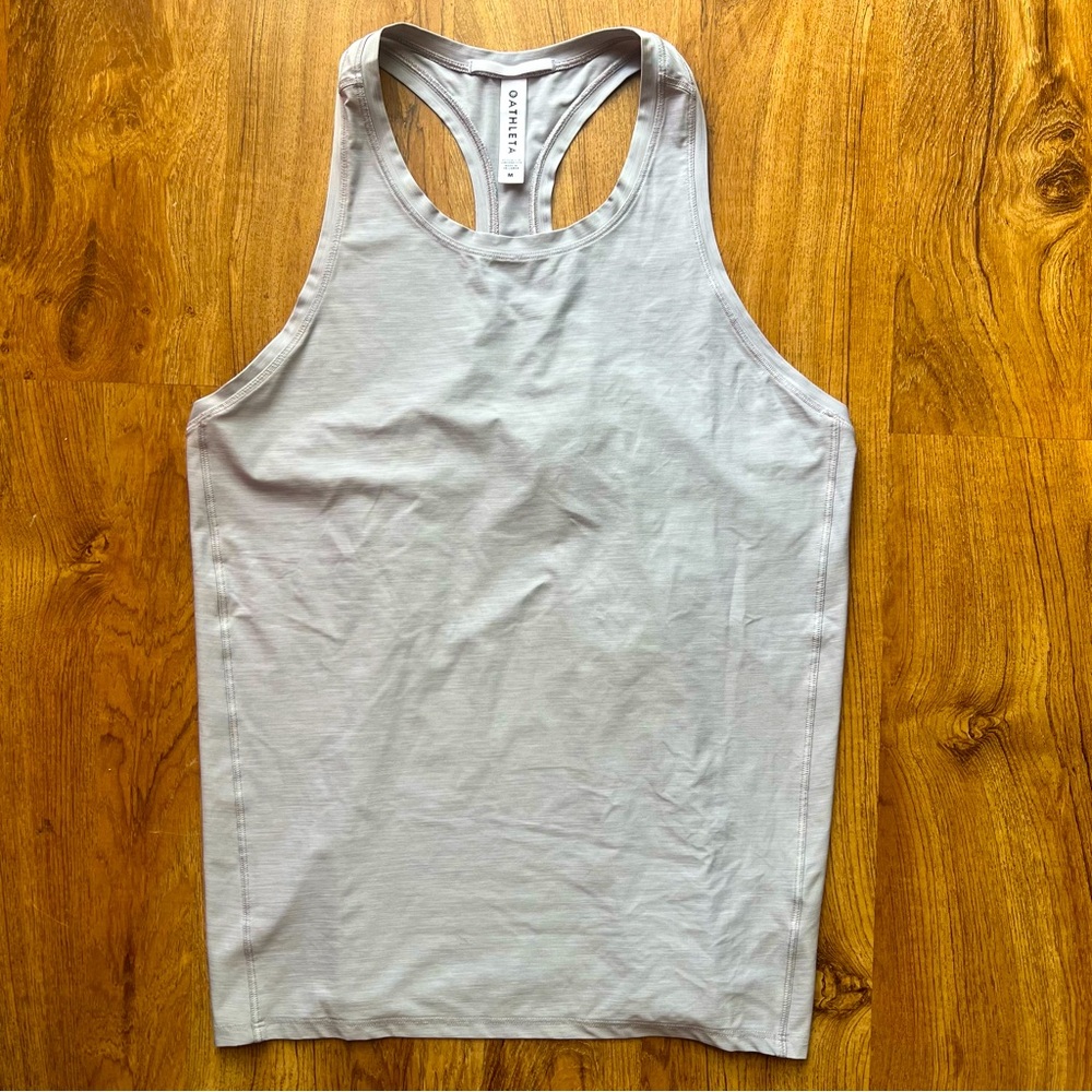 New ATHLETA Ultimate Scoop Racerback Tank Light Gray Women’s Medium